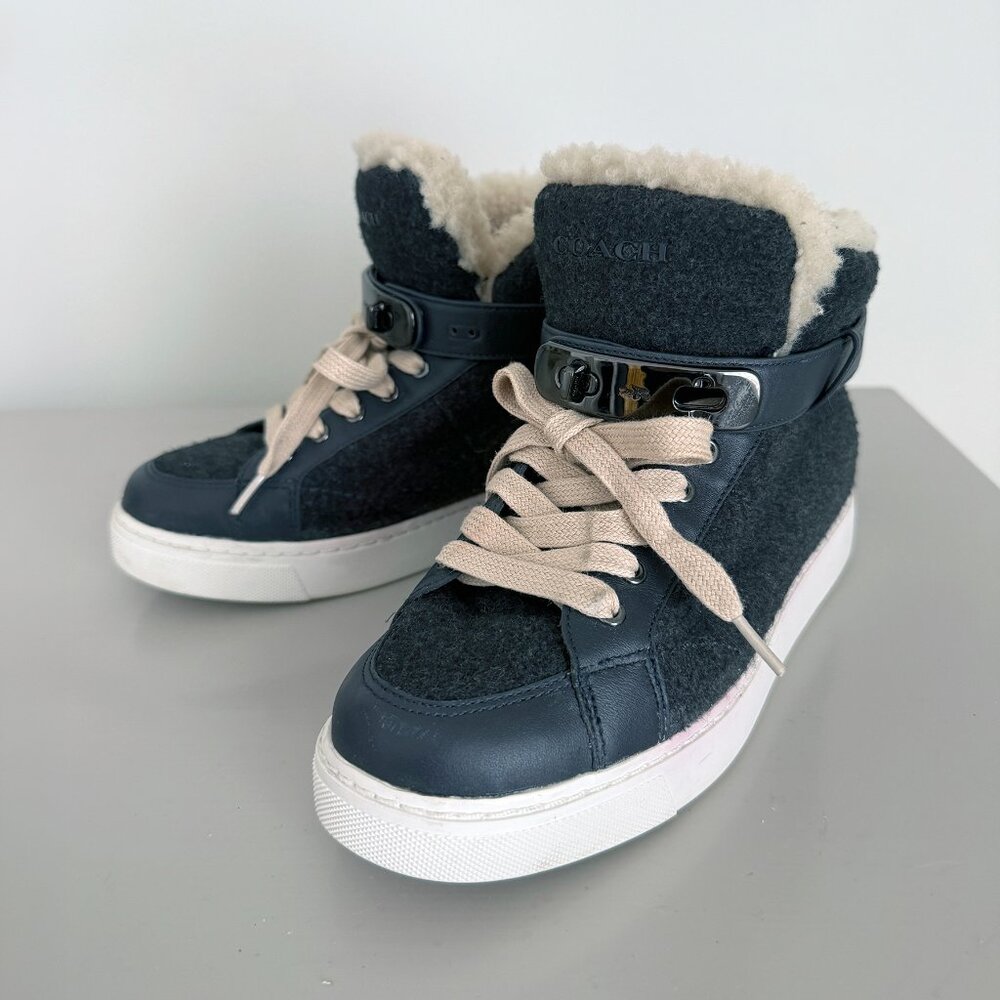 Coach Richmond Heathered Grey & Shearling Sneaker Boots